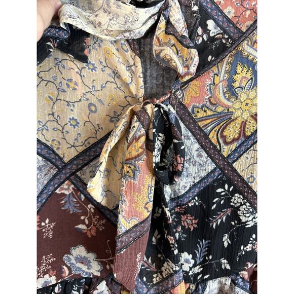American Eagle Womens Blouse Size Small Patchwork Floral Bohemian Multi Color - Picture 4 of 10